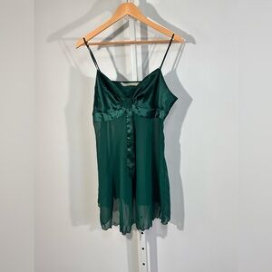 Victoria’s Secret Vintage Satin Chiffon Babydoll Chemise Emerald Green Christmas